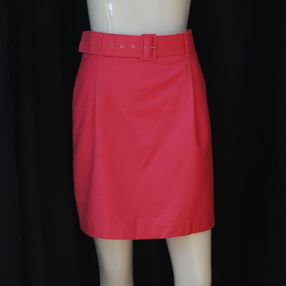 Courreges Bright Pink Wool Skirt With Matching Belt - France